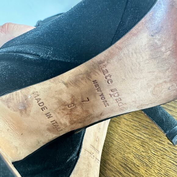 KATE SPADE Black Suede Knee High‎ Heel Boots womans 7 B - Picture 9 of 11